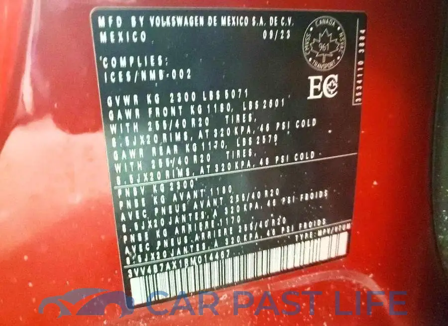 3VV4B7AX1RM014467# 14