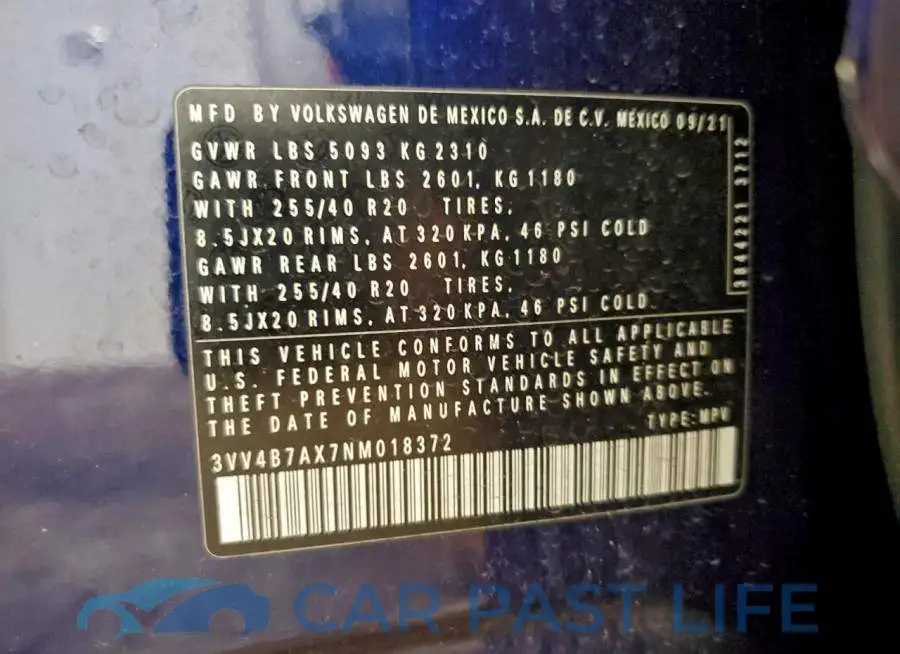 3VV4B7AX7NM018372# 13