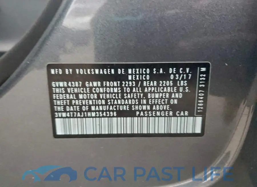 3VW4T7AJ1HM354396# 12
