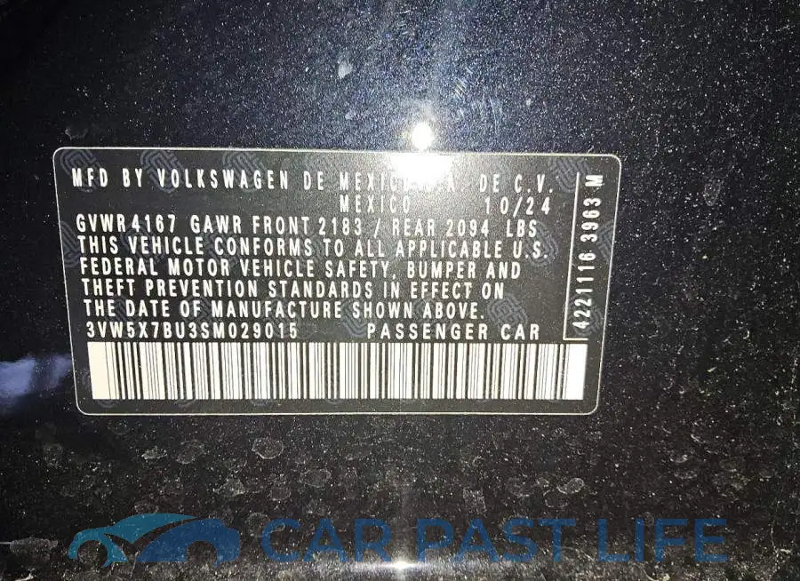 3VW5X7BU3SM029015# 12