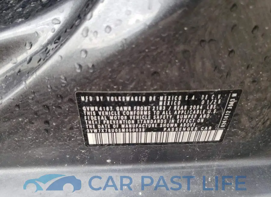 3VW7X7BU0SM050039# 12