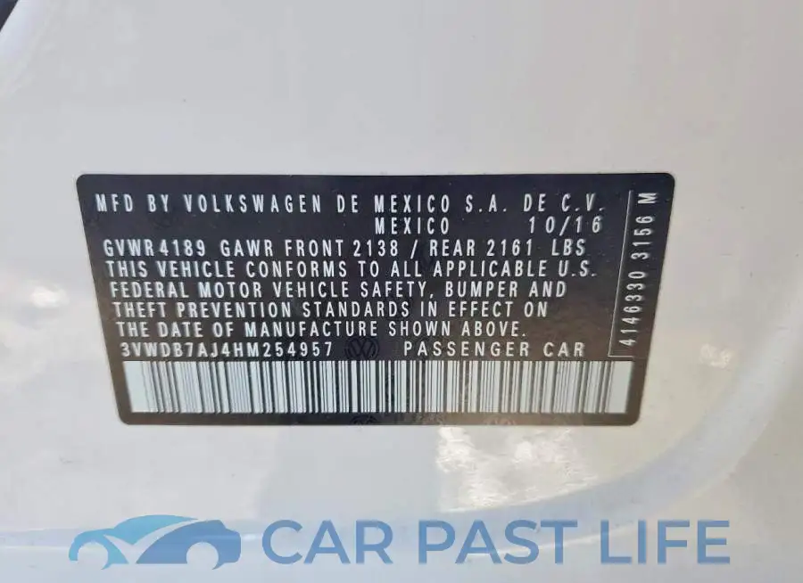 3VWDB7AJ4HM254957# 12