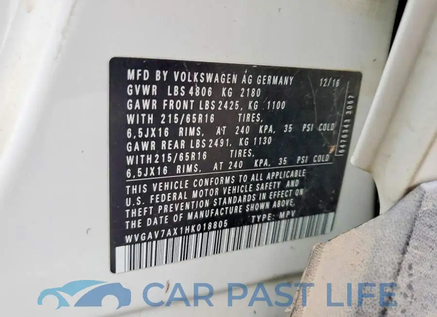 WVGAV7AX1HK018805# 13
