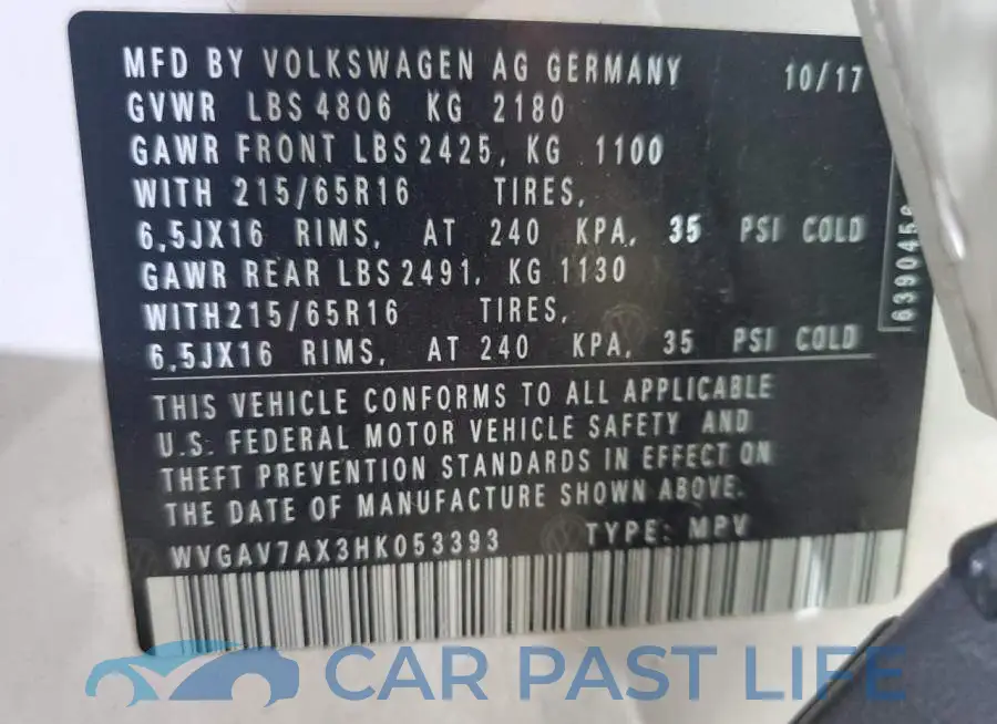 WVGAV7AX3HK053393# 14