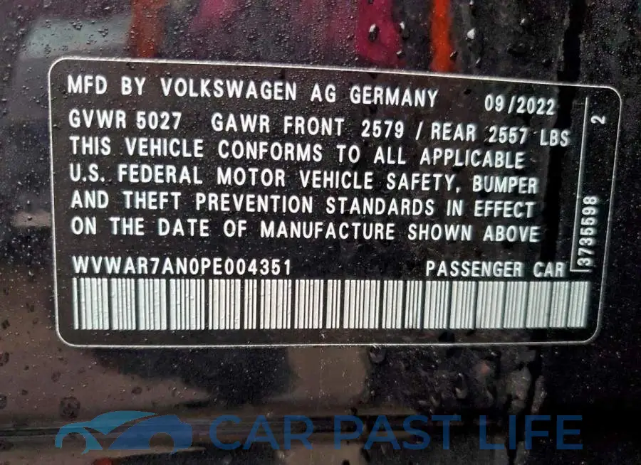 WVWAR7AN0PE004351# 13