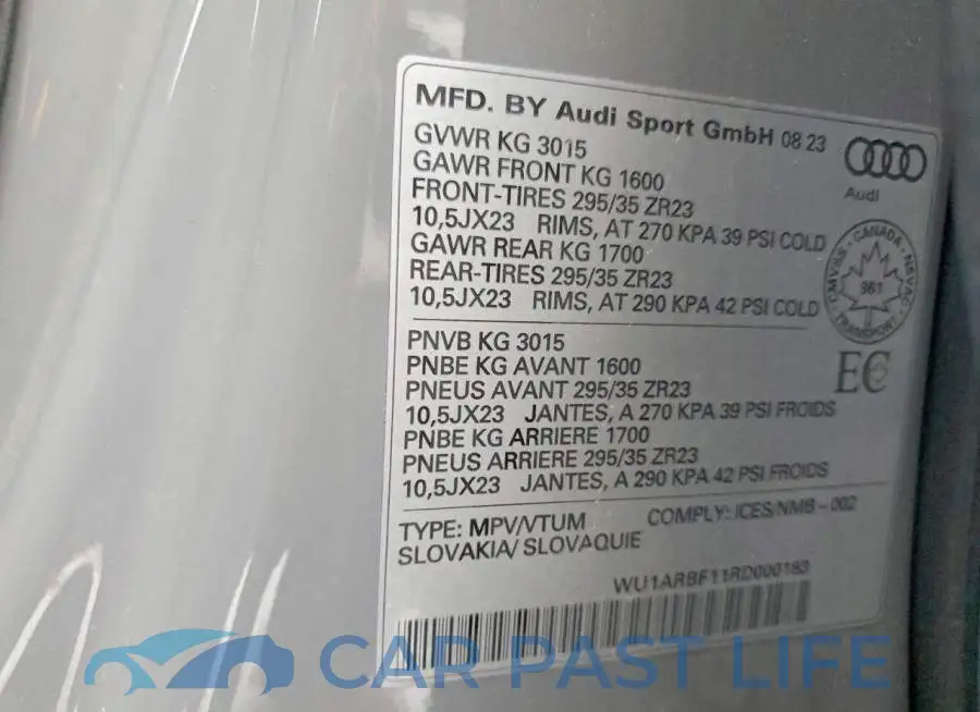 WU1ARBF11RD000183# 10