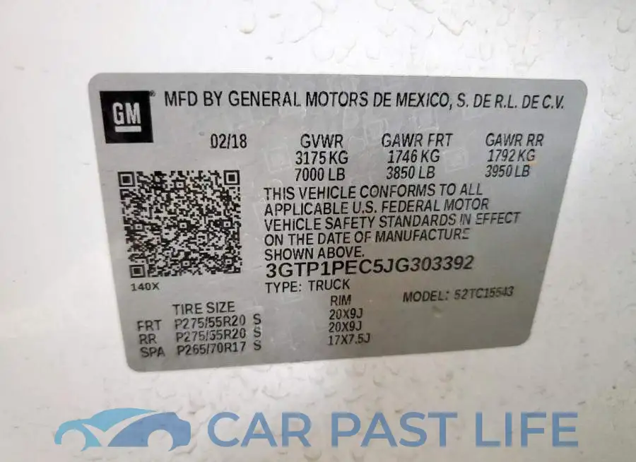3GTP1PEC5JG303392# 12