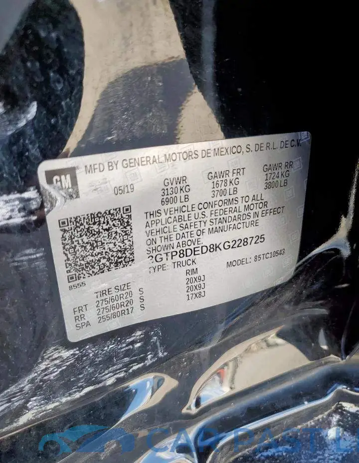 3GTP8DED8KG228725# 12