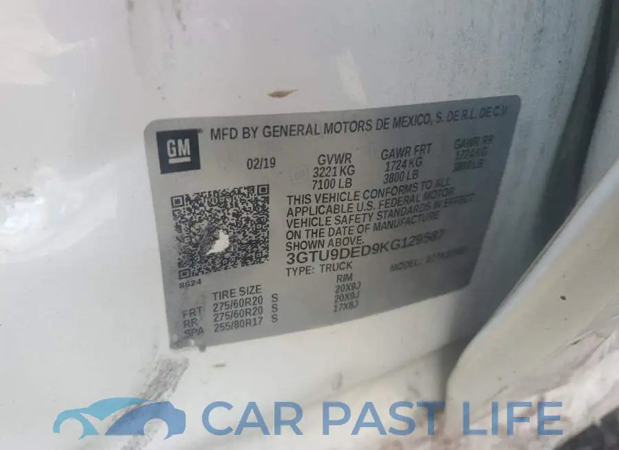 3GTU9DED9KG129587# 12