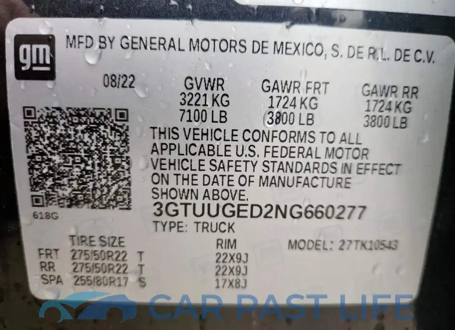 3GTUUGED2NG660277# 12