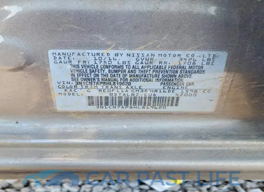 3N1CN7AP8HL819620# 12