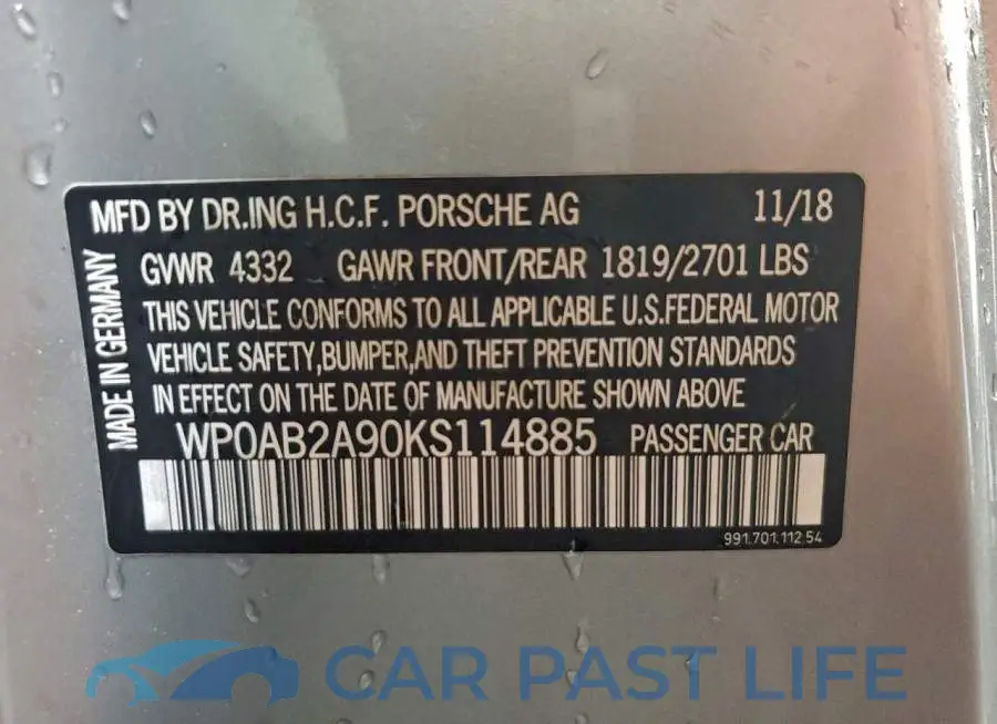 WP0AB2A90KS114885# 13