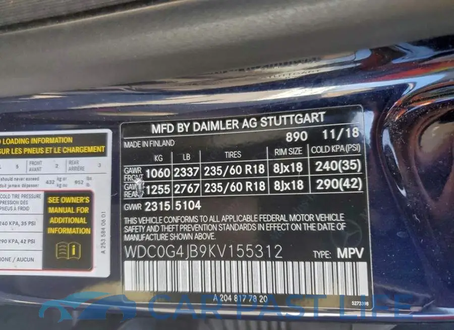 WDC0G4JB9KV155312# 13