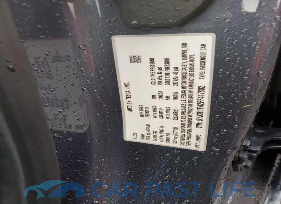 5YJ3E1EA2PF417802# 12