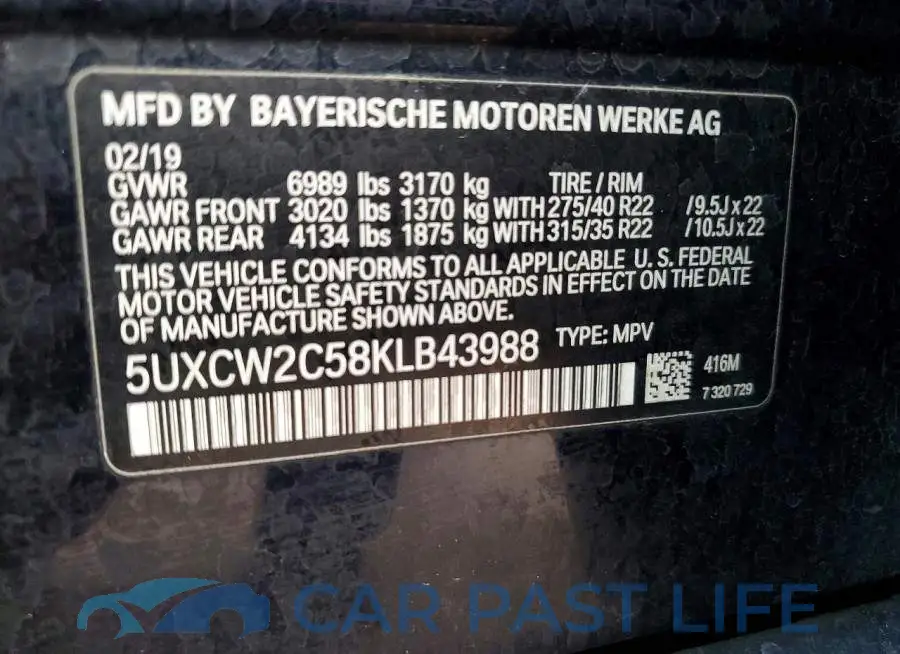 5UXCW2C58KLB43988# 13