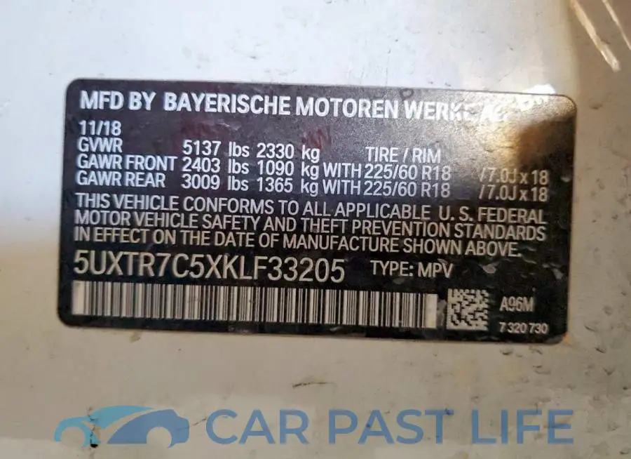 5UXTR7C5XKLF33205# 12