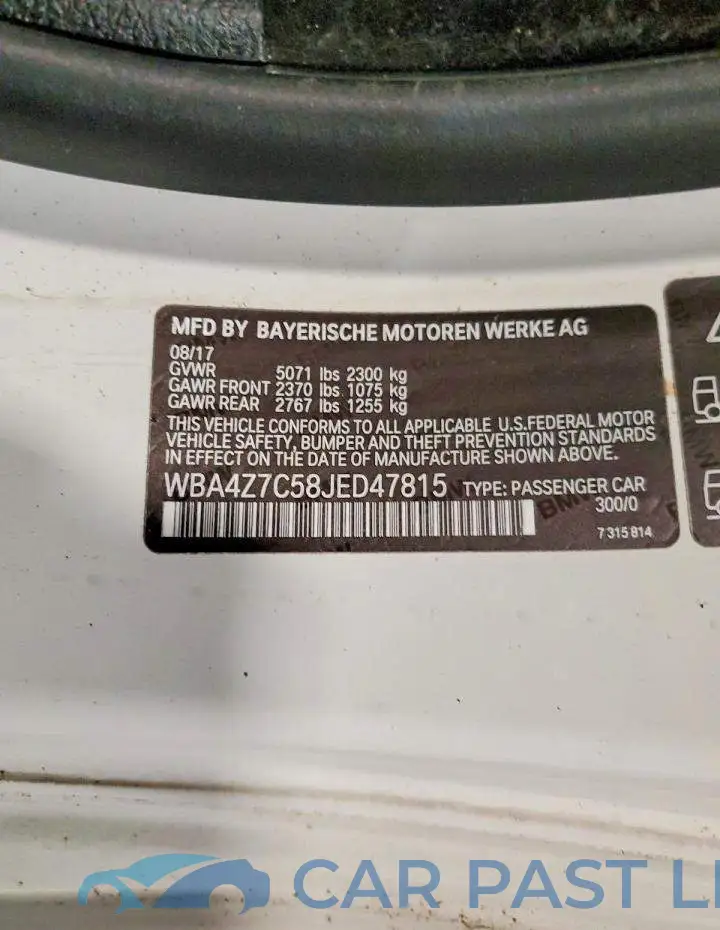 WBA4Z7C58JED47815# 12