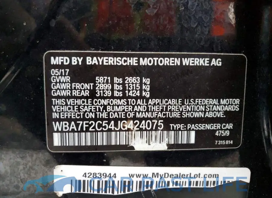 WBA7F2C54JG424075# 12
