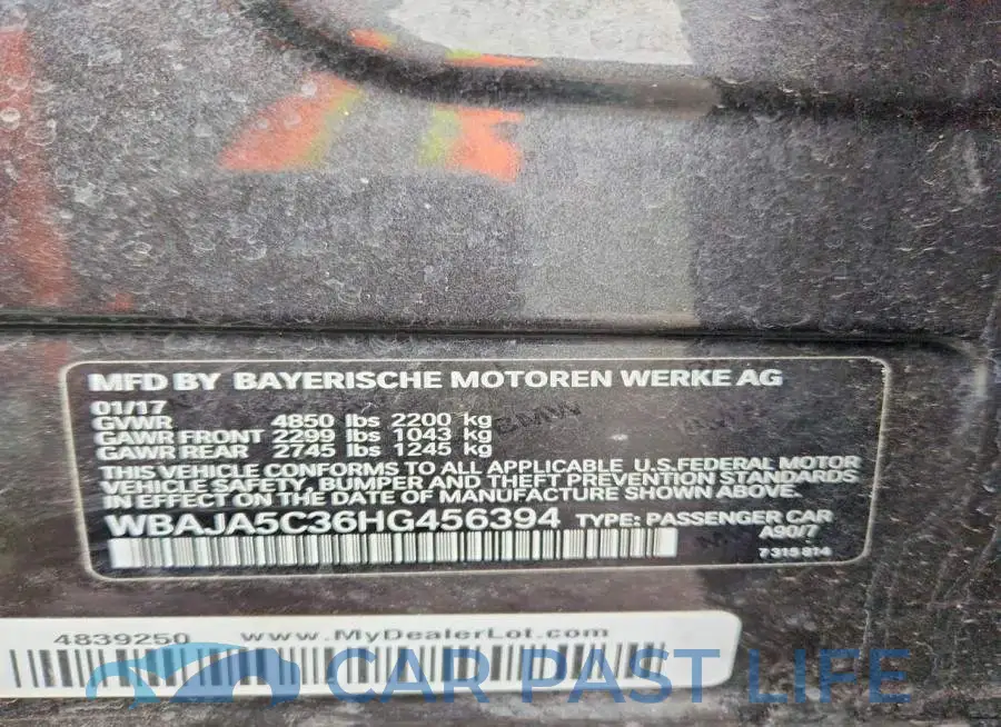 WBAJA5C36HG456394# 13