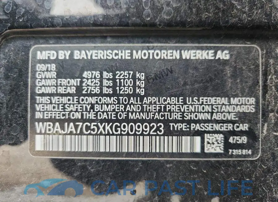 WBAJA7C5XKG909923# 12