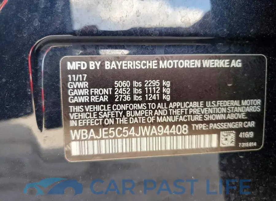 WBAJE5C54JWA94408# 12