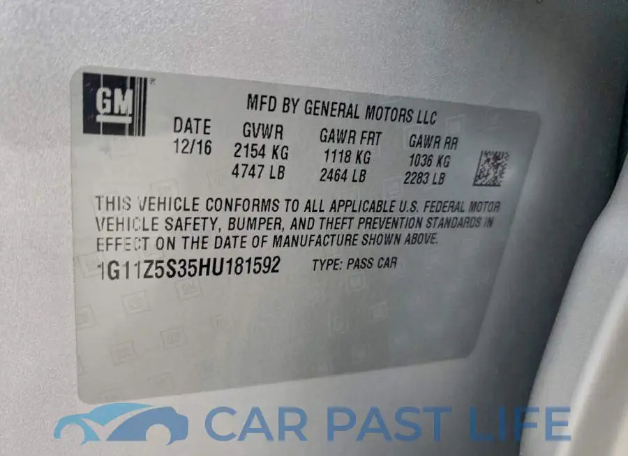 1G11Z5S35HU181592# 12
