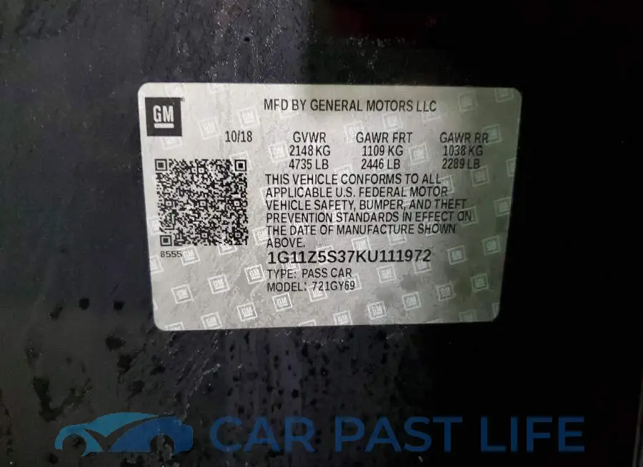 1G11Z5S37KU111972# 12