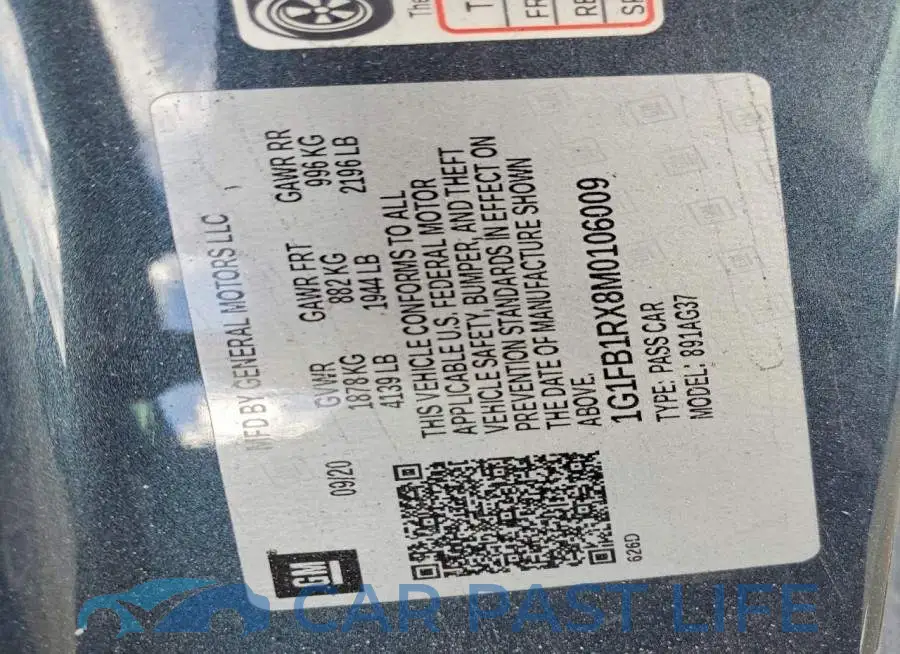 1G1FB1RX8M0106009# 12