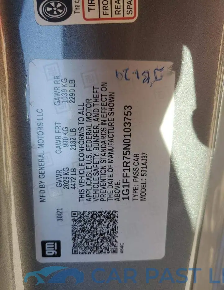 1G1FF1R75N0103753# 12