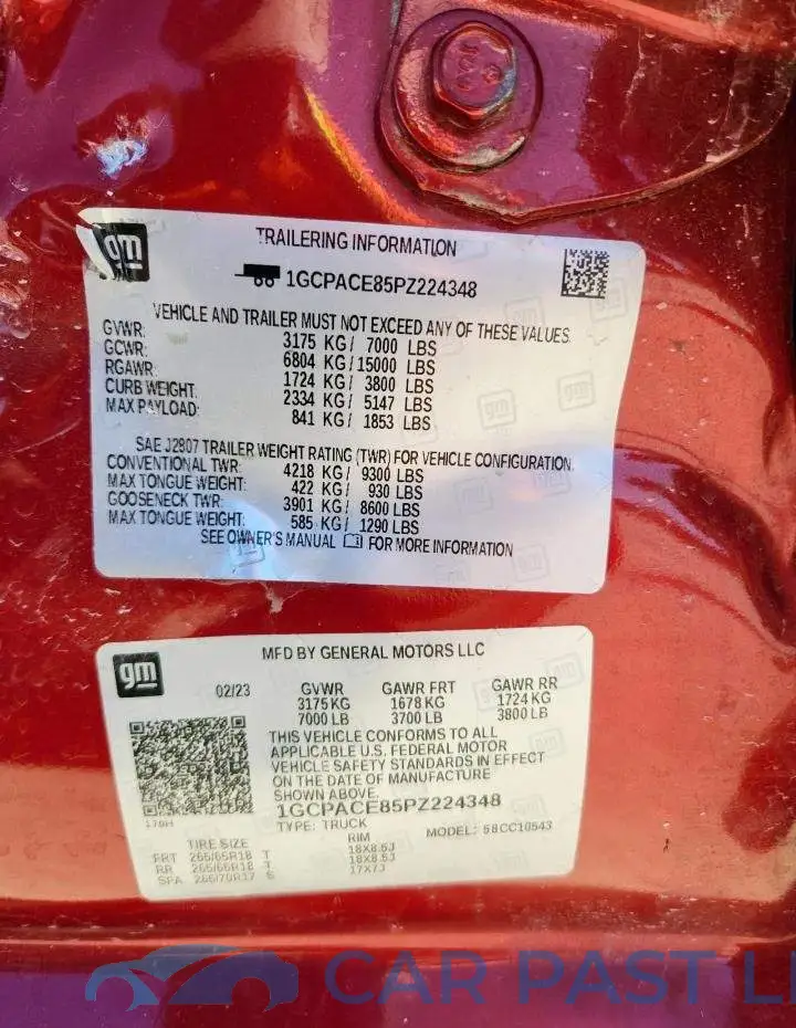 1GCPACE85PZ224348# 12
