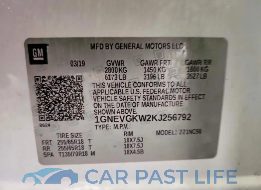 1GNEVGKW2KJ256792# 14