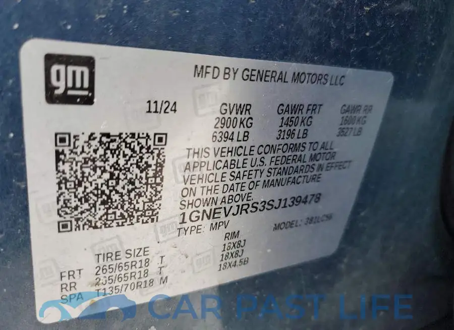 1GNEVJRS3SJ139478# 13