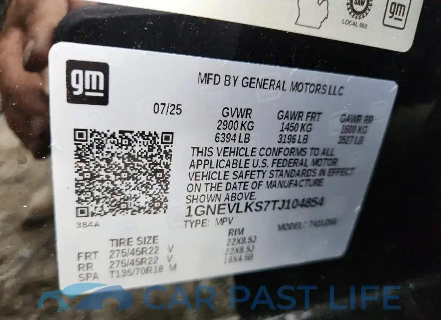 1GNEVLKS7TJ104854# 13