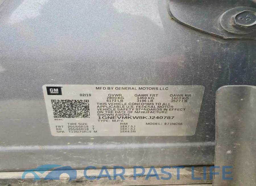 1GNEVMKW8KJ240787# 13