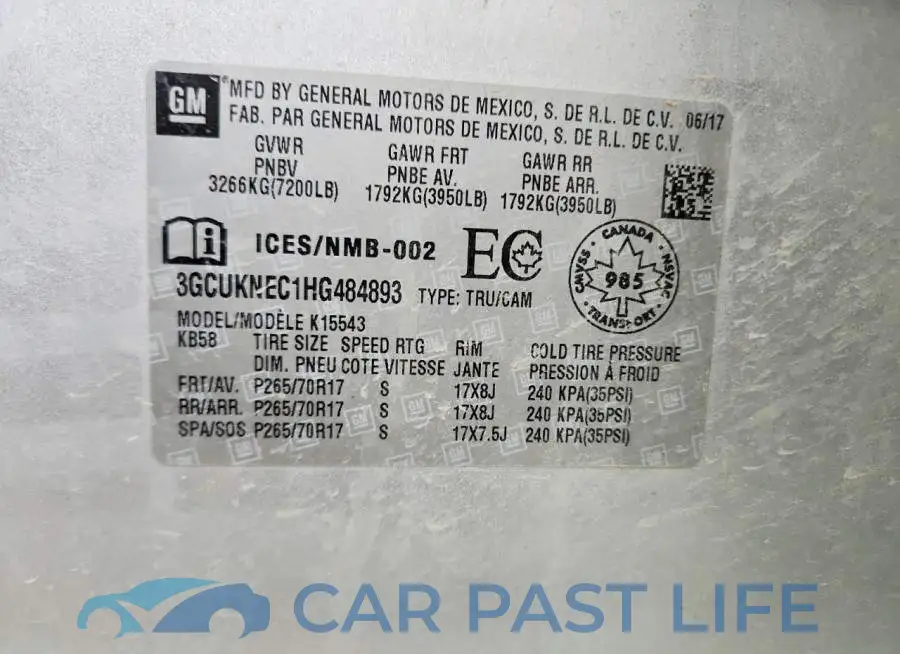 3GCUKNEC1HG484893# 12