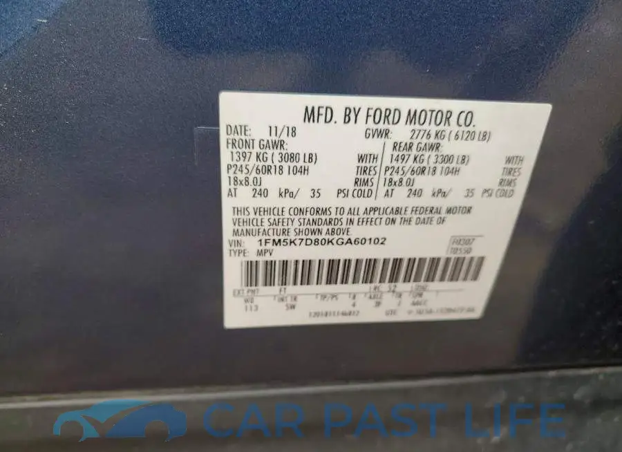 1FM5K7D80KGA60102# 13