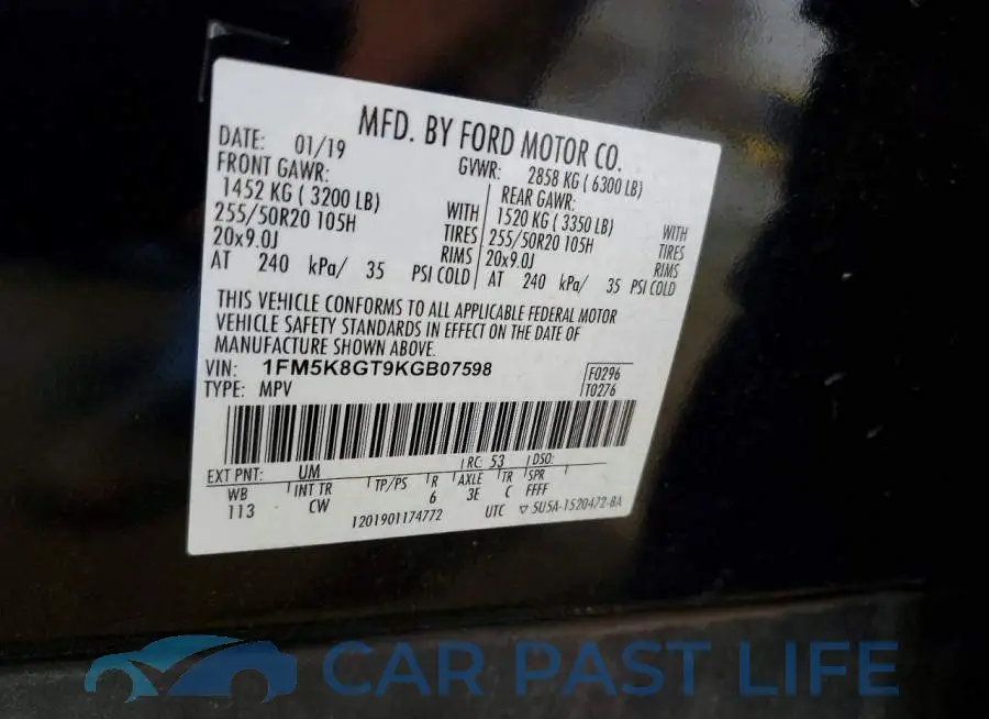 1FM5K8GT9KGB07598# 13