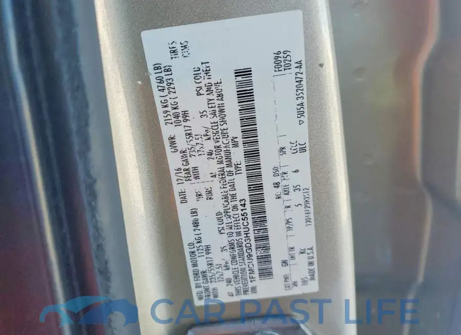 1FMCU9GD3HUC55143# 12