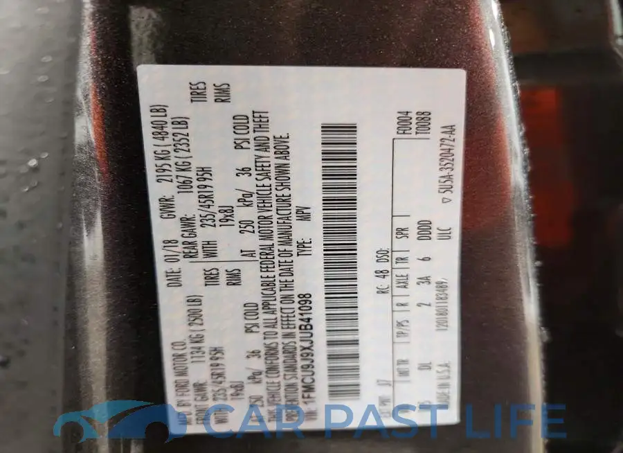 1FMCU9J9XJUB41098# 14