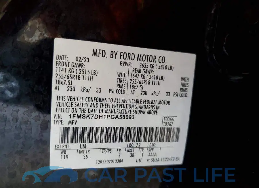 1FMSK7DH1PGA58093# 14