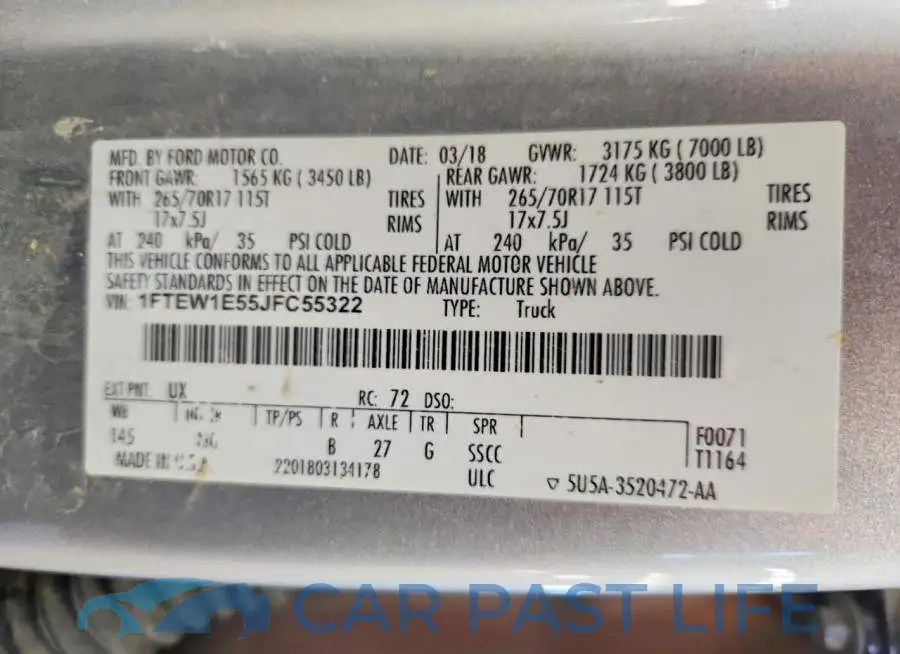 1FTEW1E55JFC55322# 12
