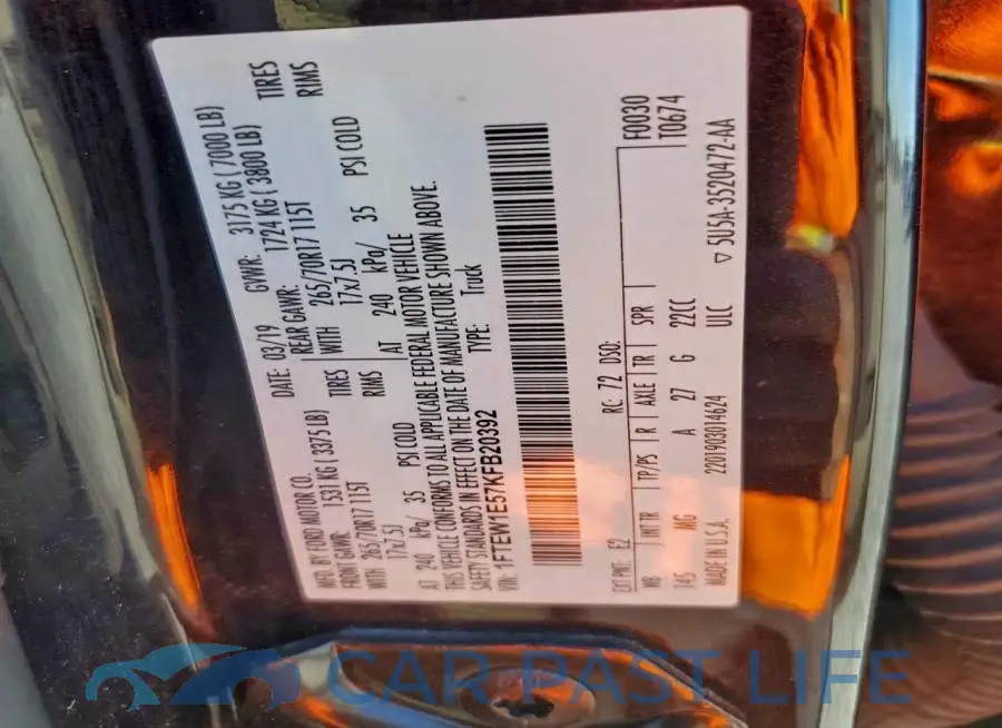 1FTEW1E57KFB20392# 12