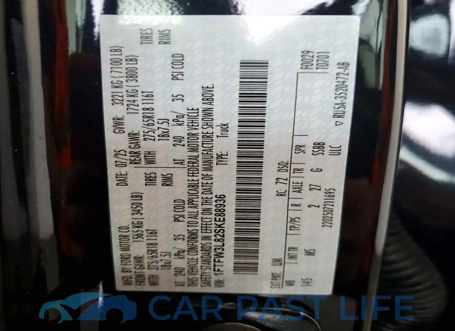 1FTFW3L82SKE88936# 12