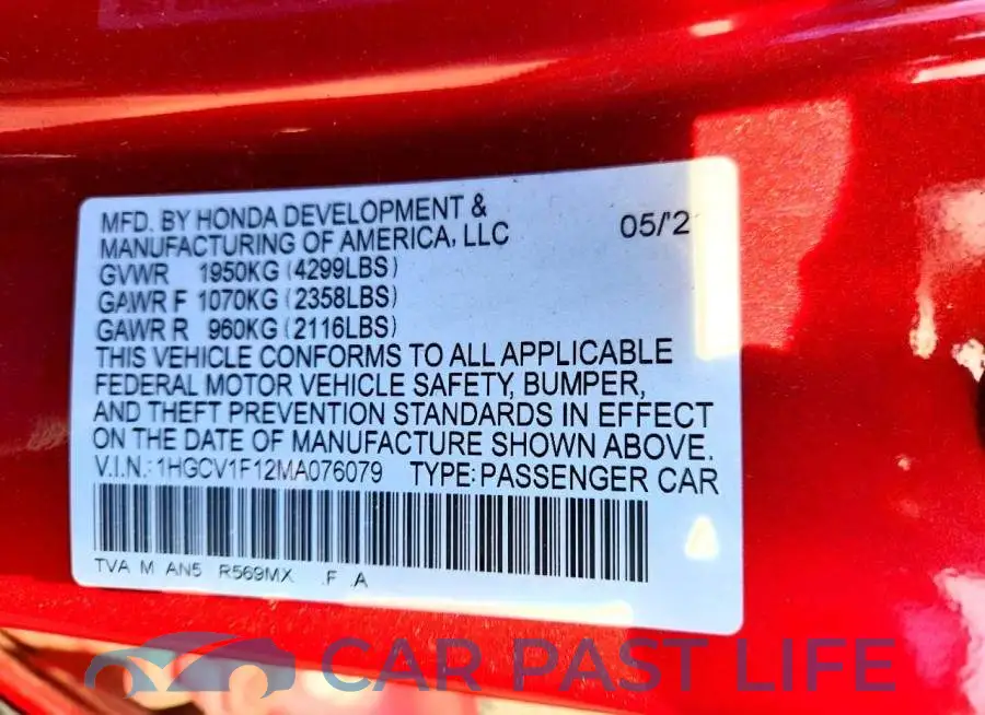 1HGCV1F12MA076079# 13