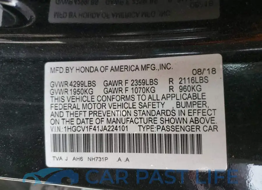 1HGCV1F41JA224101# 12
