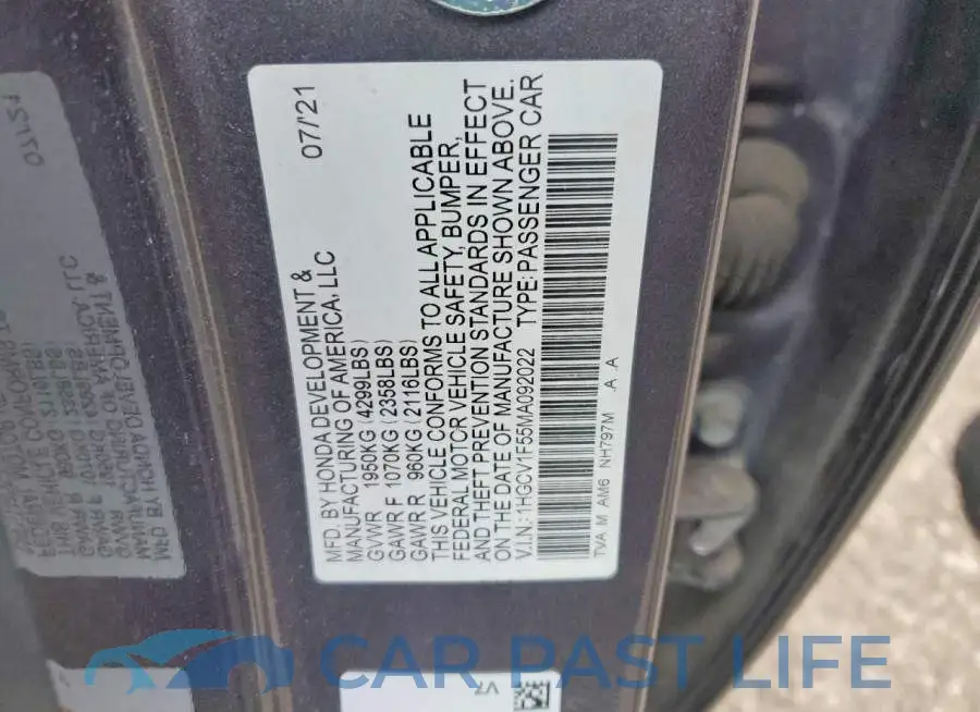 1HGCV1F55MA092022# 12