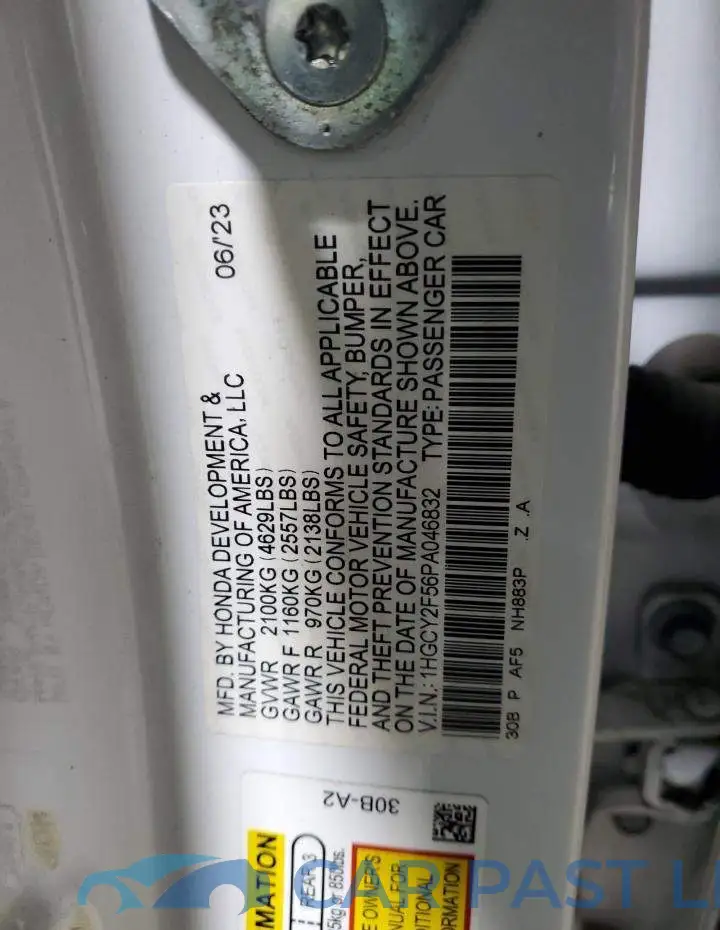1HGCY2F56PA046832# 13