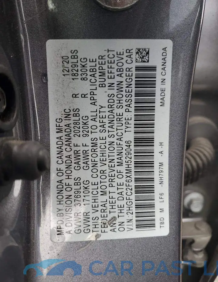 2HGFC2F6XMH529046# 13