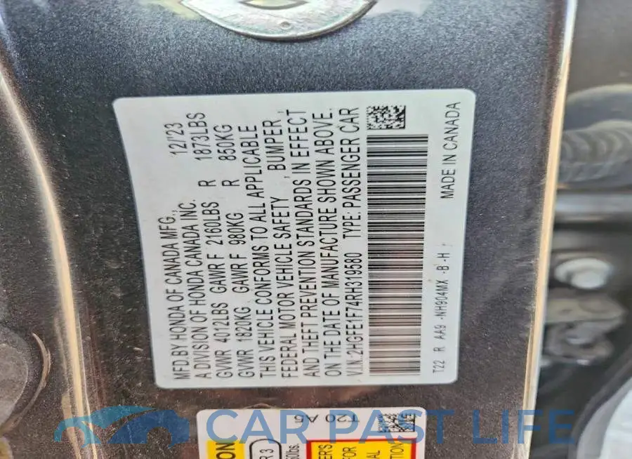 2HGFE1F74RH319580# 13