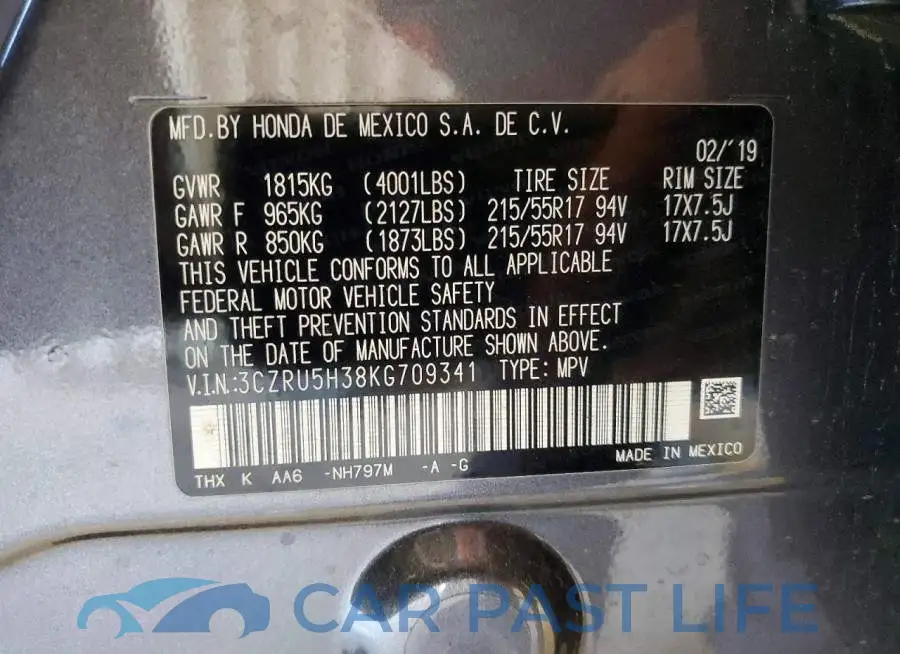 3CZRU5H38KG709341# 14